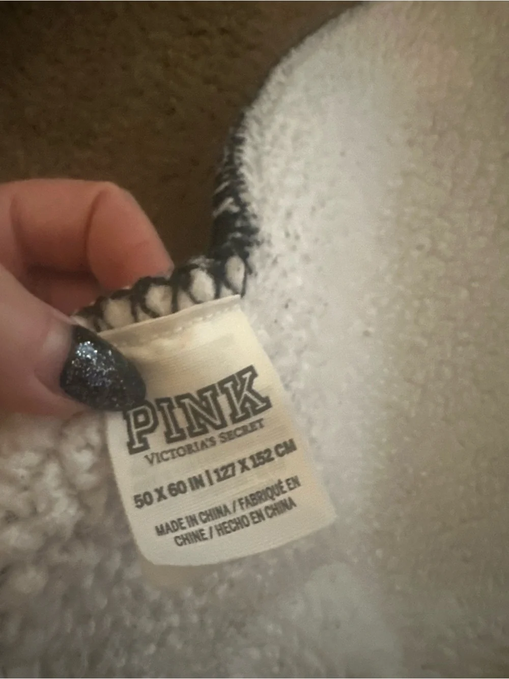 PINK Victoria's Secret Black and White Logo Pattern Throw